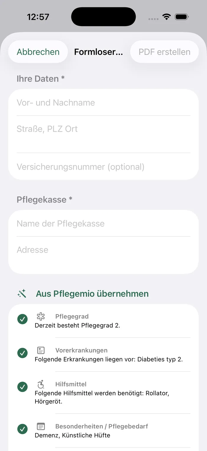 3. Erstantrag automatisch befüllt